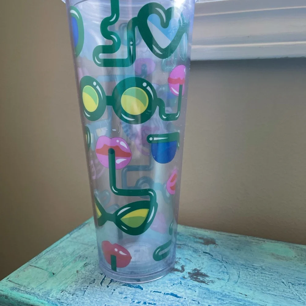 Starbucks crazy straws lips sunglasses cold brew tumbler rare
